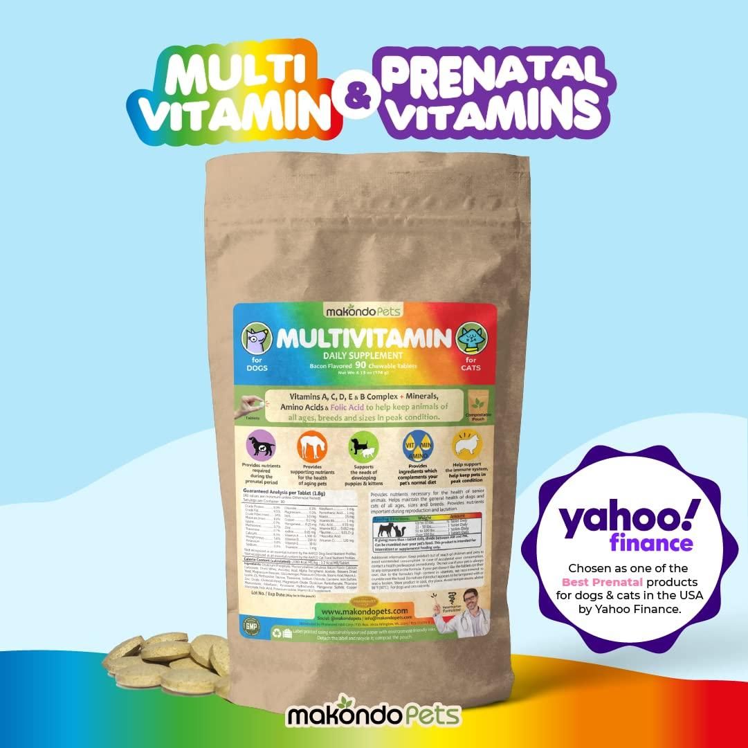 Prenatal Dog Vitamins Multivitamin for Dogs and Cats with Folic Acid Minerals and Amino Acids. Ideal for Pregnant Breast Feeding and Newborn Pets Senior Dog Supplement Complete Puppy Vitamins