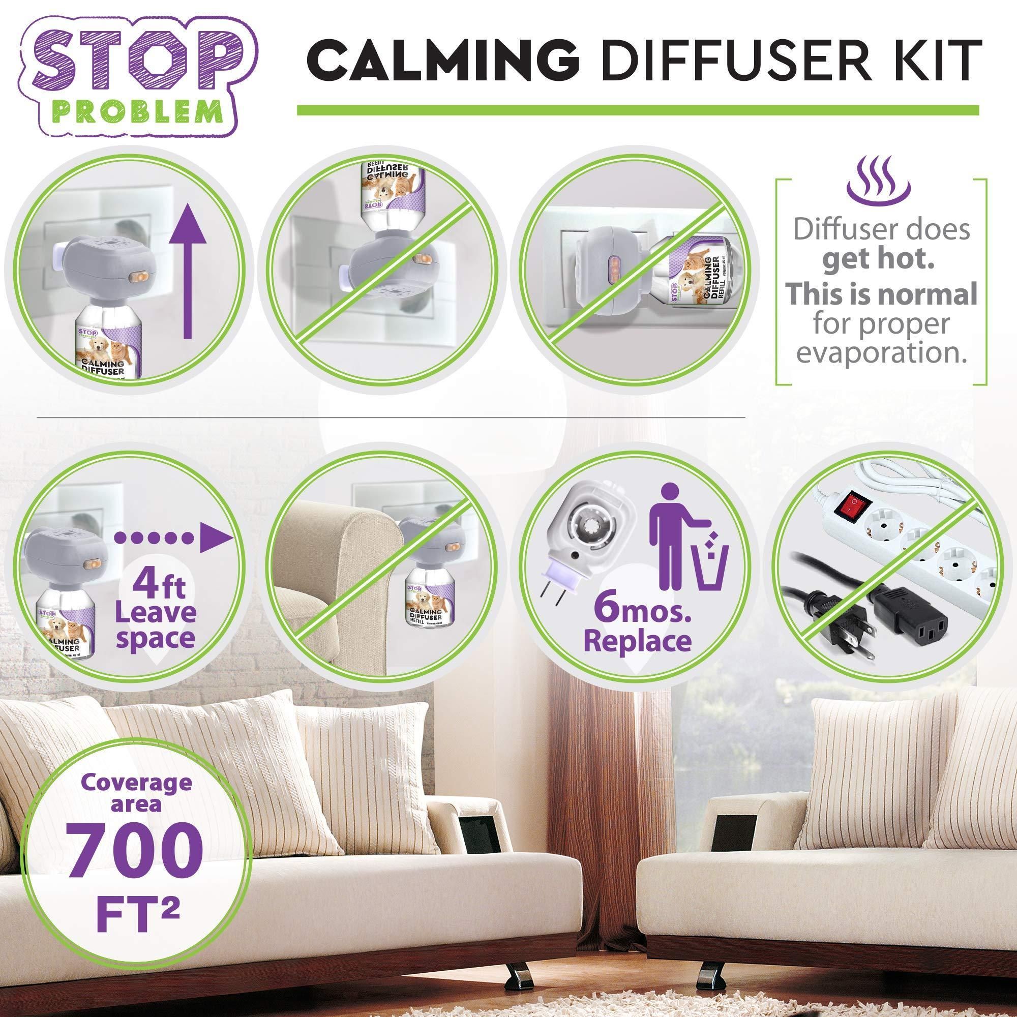 Cat Calming Diffuser & Pet Anti Anxiety Products   Feline Calm Pheromones Plug in & Cats Stress Relief Comfort Help with Aggression New Zone Pee Fighting with Dogs & Other Behavior